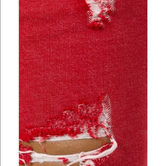 R13 Kate Skinny Red Destructed Jeans - Picture 8 of 12